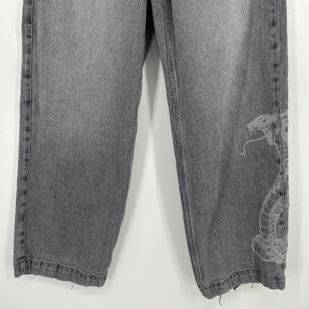Hollister Super Baggy Snake Graphic Jeans Faded Gray Wide Leg Womens Size 28 - Picture 3 of 15